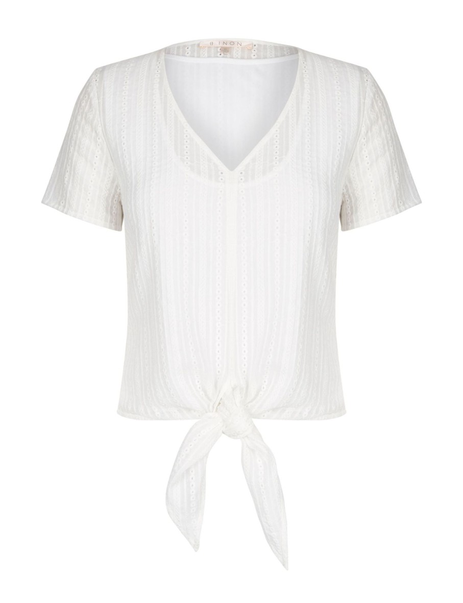 Tops NoniB | S/S Tie Front Embroidered Top