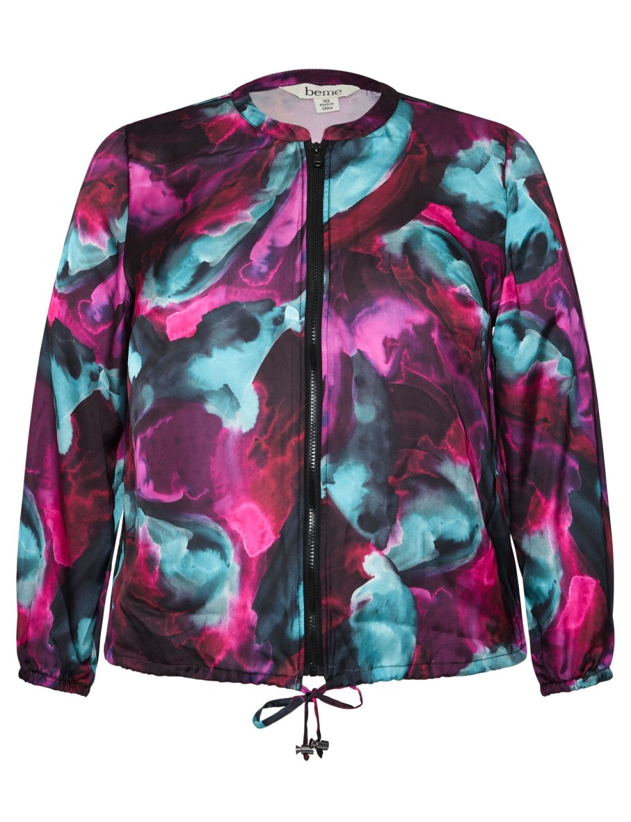 Outerwear Beme | Beme Long Sleeve Printed Bomber