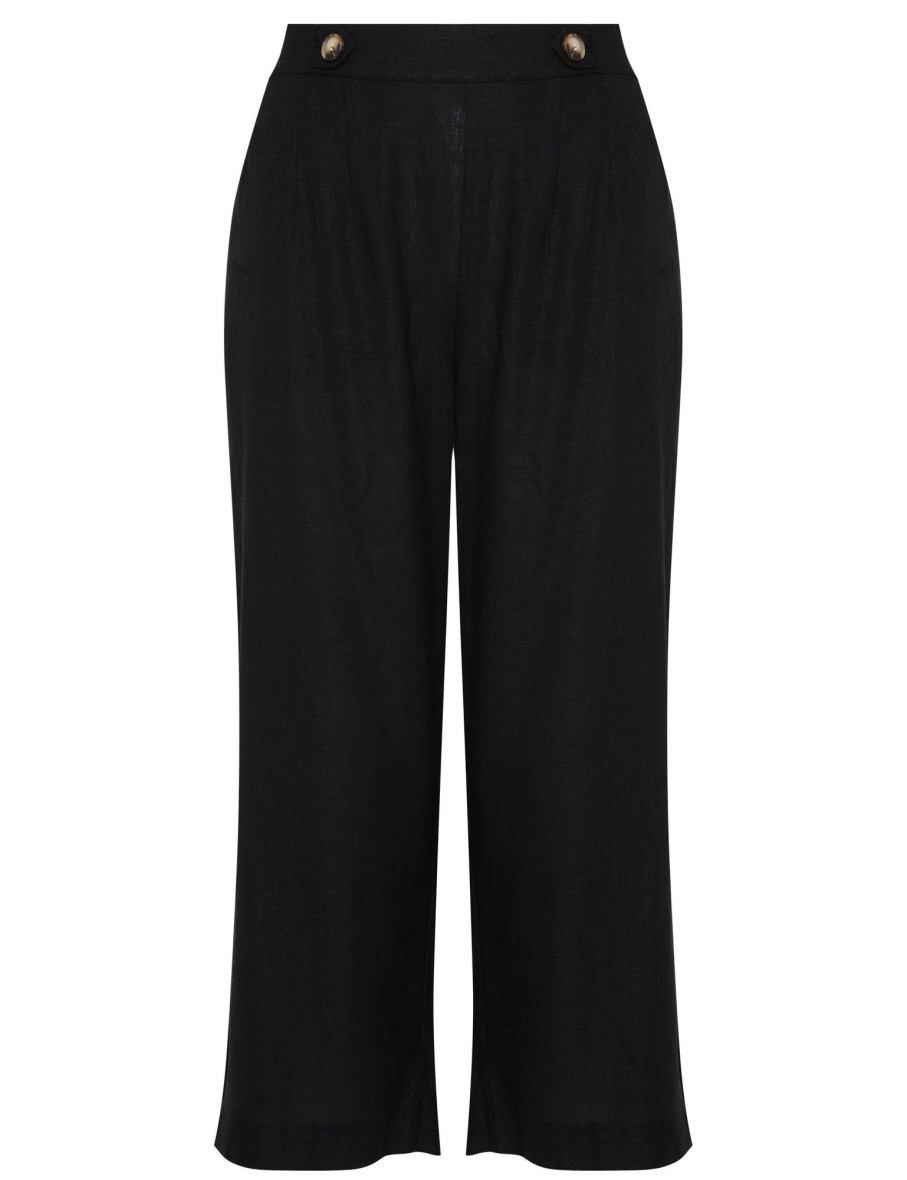 Bottoms Katies | Katies Linen Blend Button Waist Pants