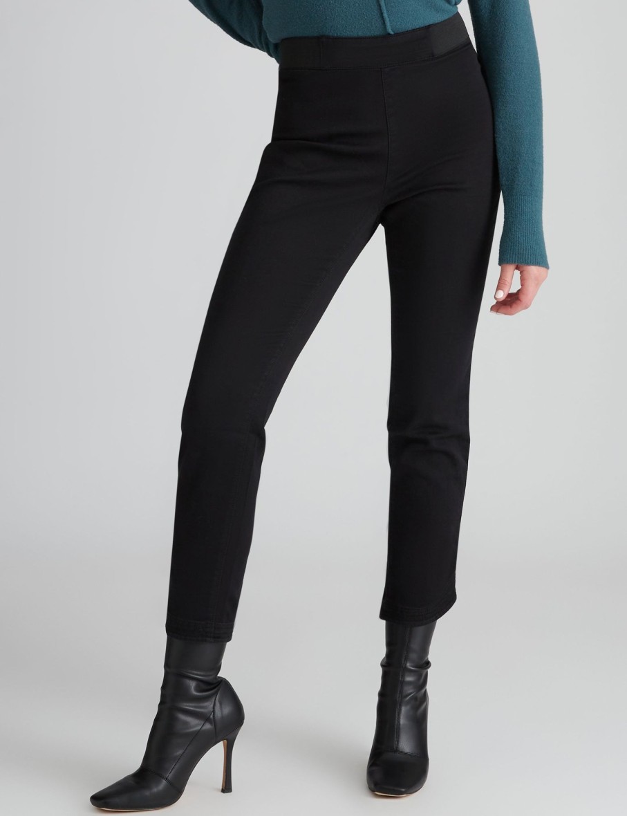 Bottoms Rockmans | Rockmans Ankle Length Curved Hem Jeggings