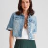 Outerwear Katies | Katies Elbow Sleeve Crop Denim Jacket