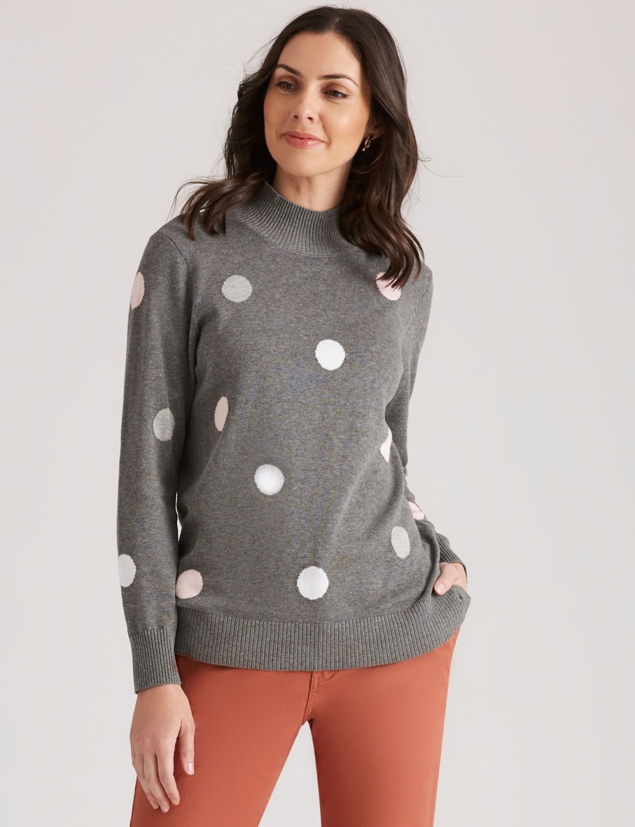 Knitwear WLane | W.Lane High Neck Spot Jacquard Jumper