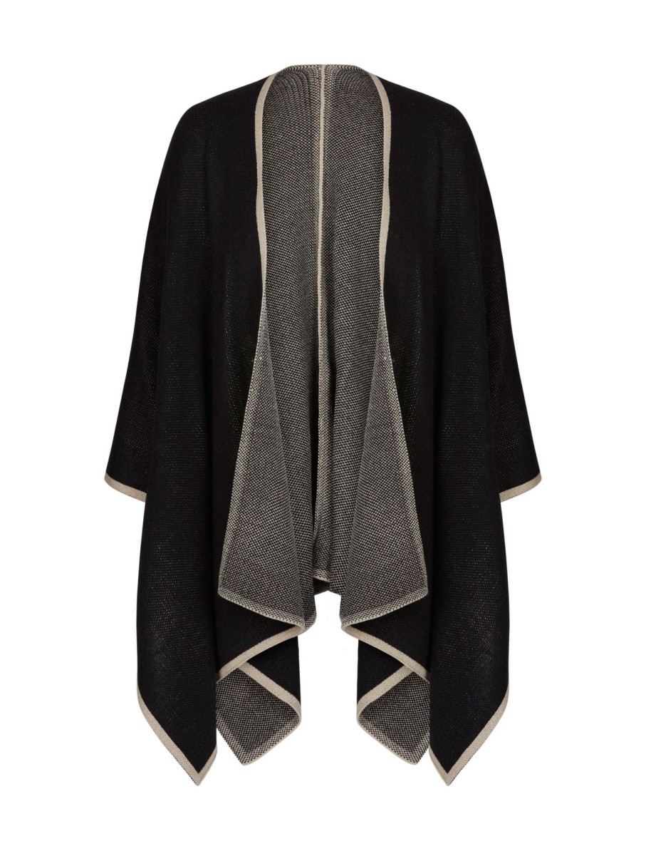 Knitwear LizJordan | Liz Jordan Contrast Edge Cape Cardi