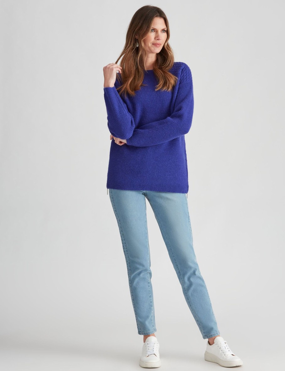 Knitwear WLane | W.Lane Zipped Detail Cable Pullover Top