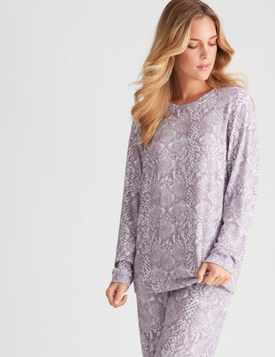 Sleepwear Rockmans | Rockmans Long Sleeve Cosy Animal Print Sleep Top