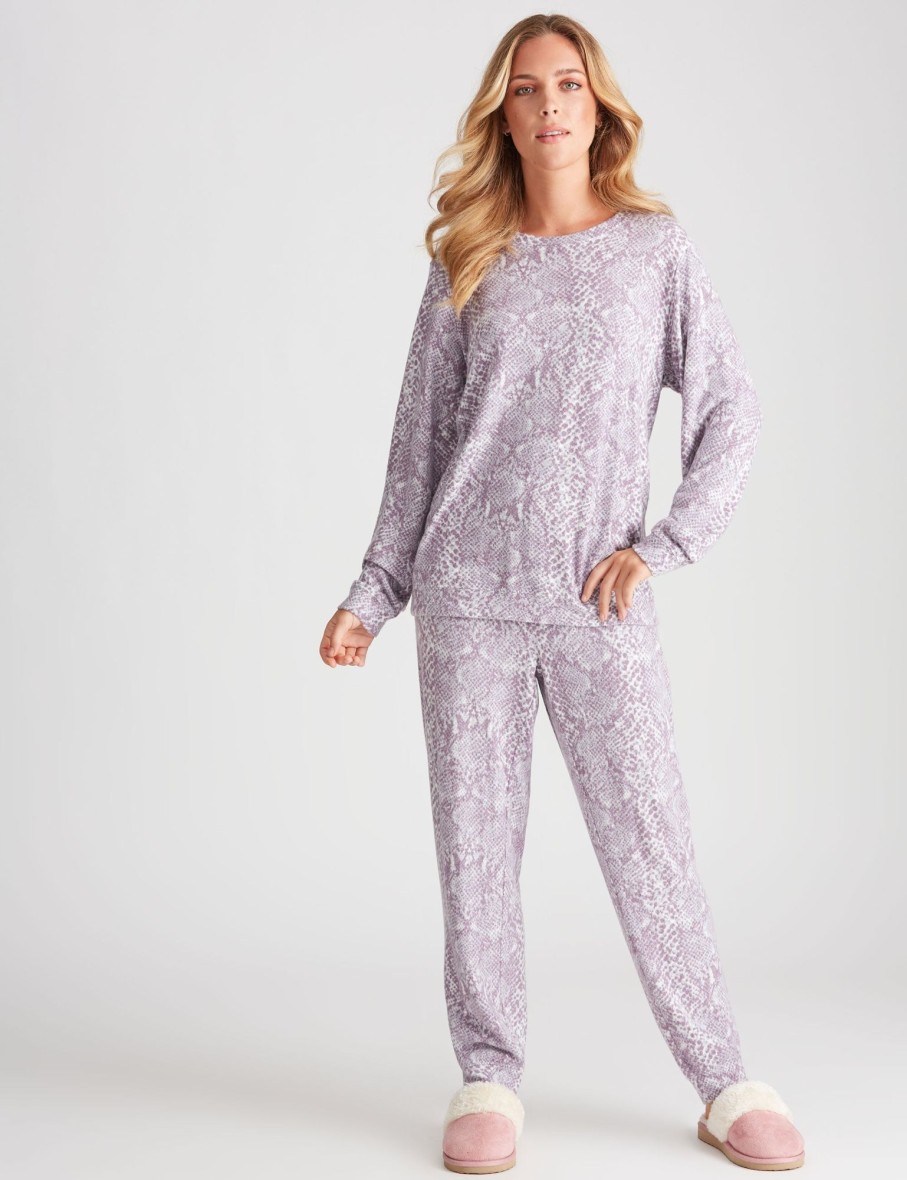 Sleepwear Rockmans | Rockmans Long Sleeve Cosy Animal Print Sleep Top