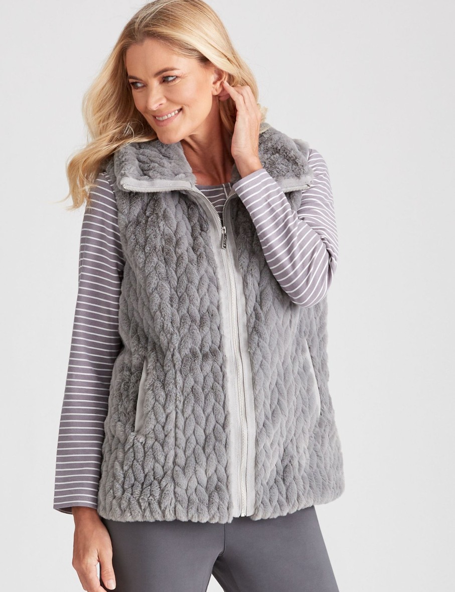 Outerwear NoniB | Noni B Faux Fur Zipped Front Vest