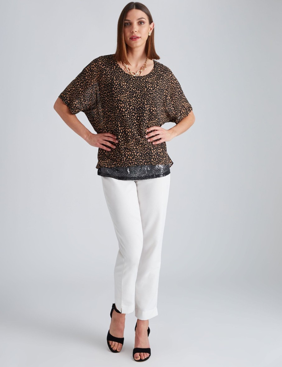 Tops NoniB | Noni B Sequin Hem Print Top