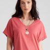 Tops Katies | Katies Short Sleeve Cotton Slub V-Neck T-Shirt