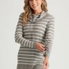 Knitwear Rockmans | Rockmans 7/8 Sleeve Cowl Neck Lurex Stripe Jumper