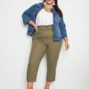 Bottoms Beme | Beme Tab Detail Side Split Roll Pant