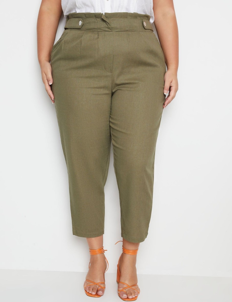 Bottoms Beme | Beme Tab Detail Side Split Roll Pant