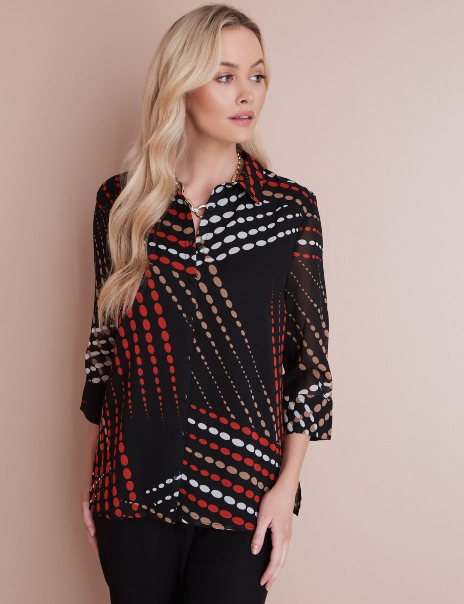 Tops NoniB | Collared Spot Print Shirt