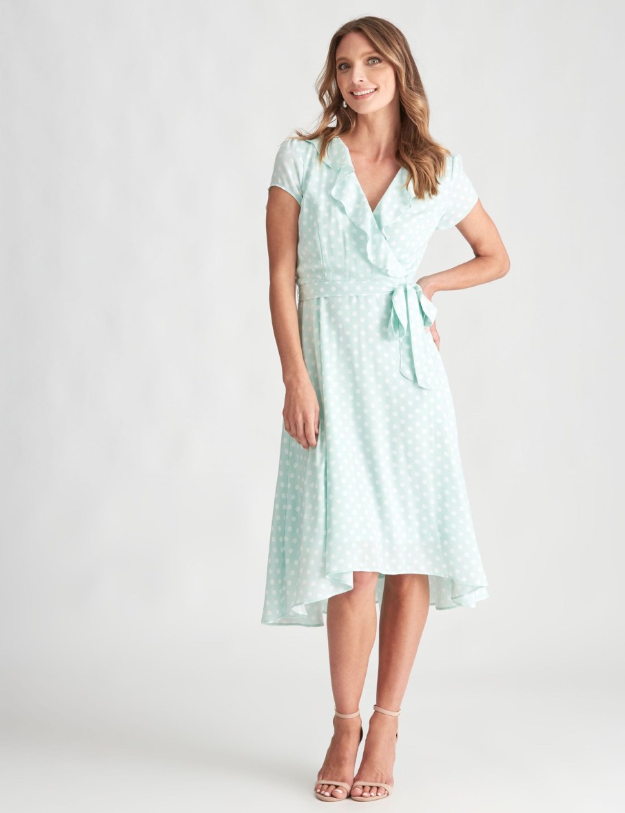 Dresses LizJordan | Liz Jordan Short Sleeve Spot Frill Dress