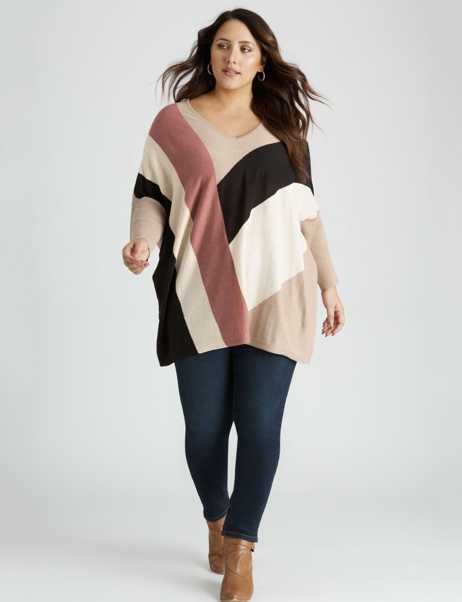 Knitwear Beme | Beme Colour Block Rib Sleeve Jumper