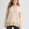 Knitwear Rockmans | Rockmans Long Sleeve Stripe Amour Jumper