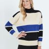 Knitwear NoniB | Noni B Long Sleeve Mock Neck Stripe Jumper