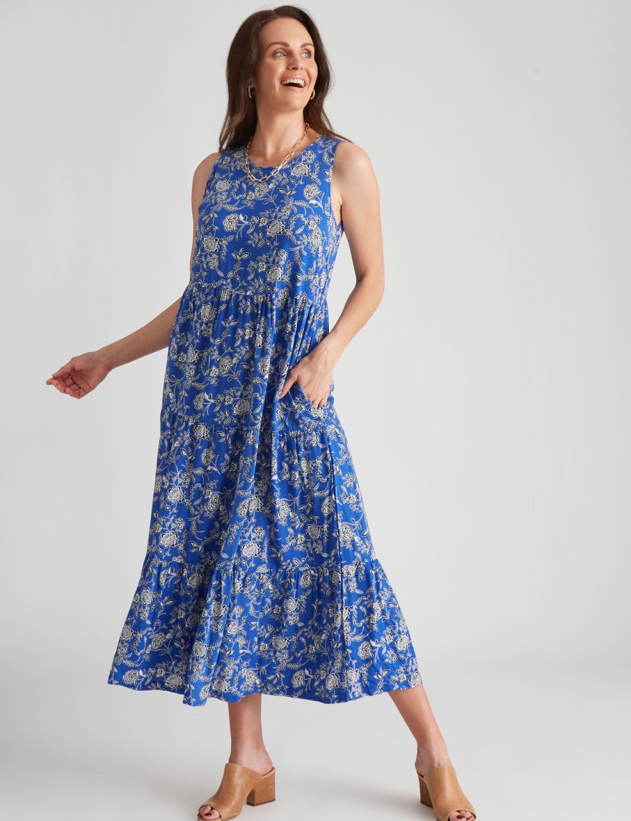 Dresses Millers | Millers Tiered Rayon Maxi Dress