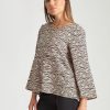 Tops Rockmans | Rockmans Flared Sleeve Asymmetric Detail Woven Top