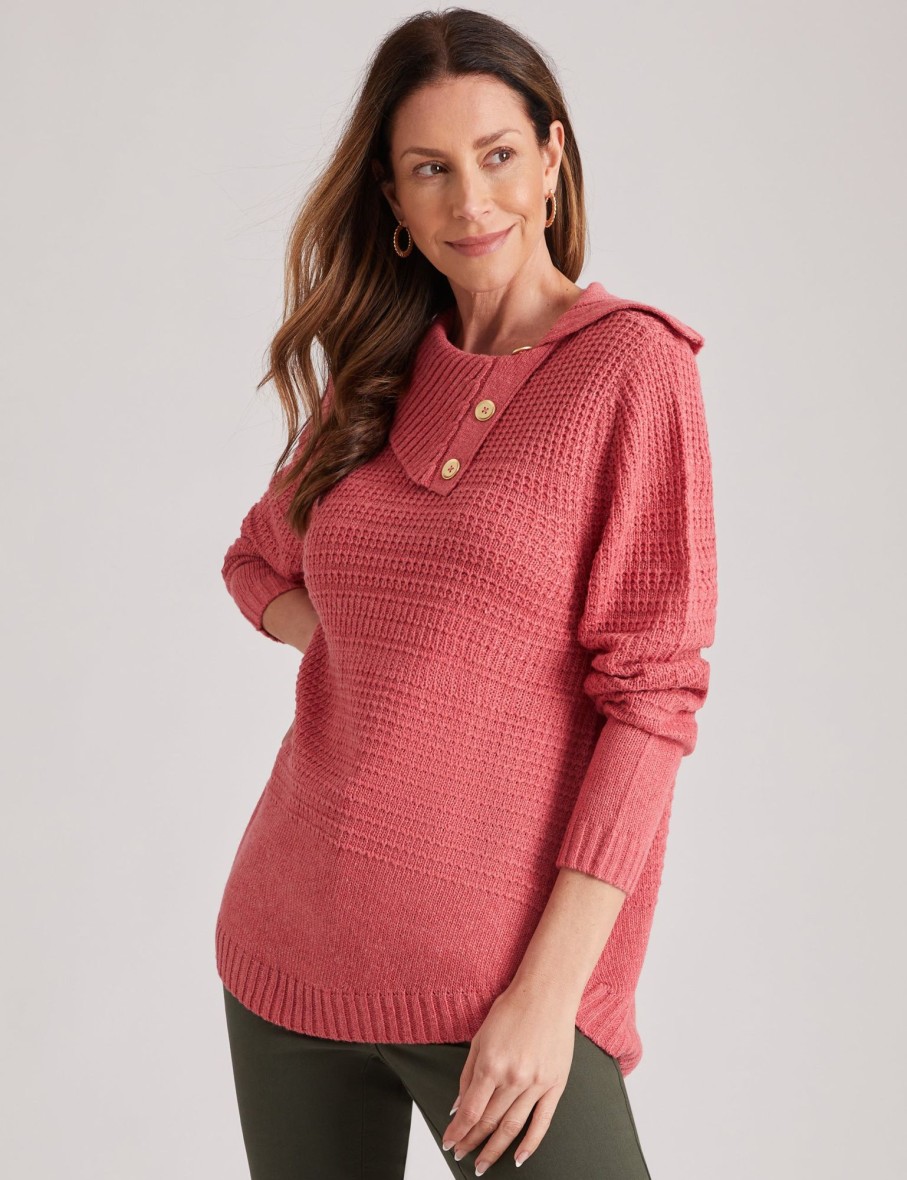 Knitwear Millers | Millers Long Sleeve Fold Neck Button Detail Jumper