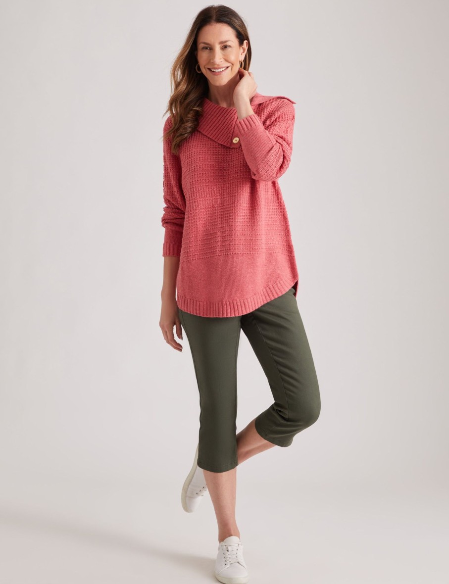 Knitwear Millers | Millers Long Sleeve Fold Neck Button Detail Jumper