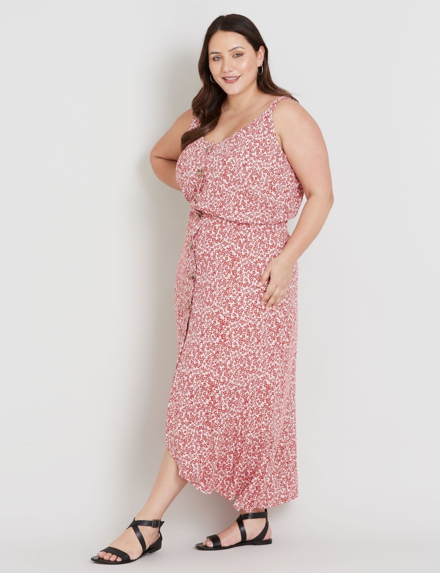 Dresses Beme | Beme Floral Red Midi Dress