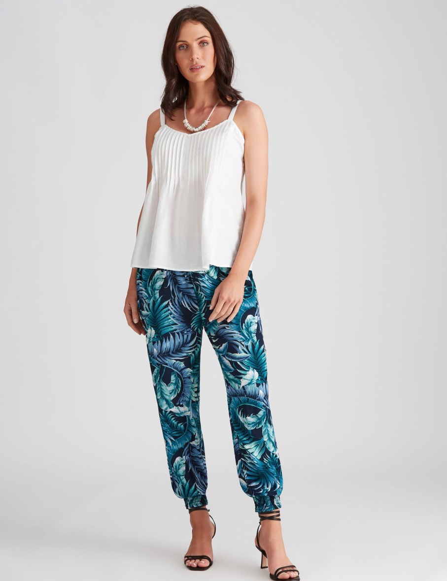 Bottoms Katies | Katies Ankle Printed Smocked Waist Pants