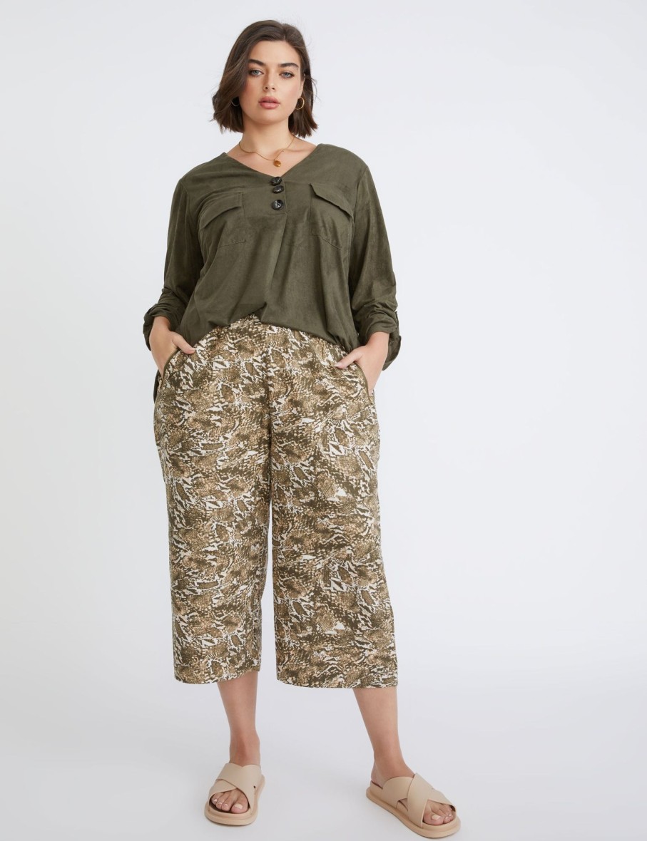 Bottoms Beme | Beme Cropped Wide Leg Pants