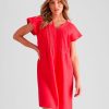 Dresses Rockmans | Rockmans Flutter Sleeve Linen Knee Length Dress