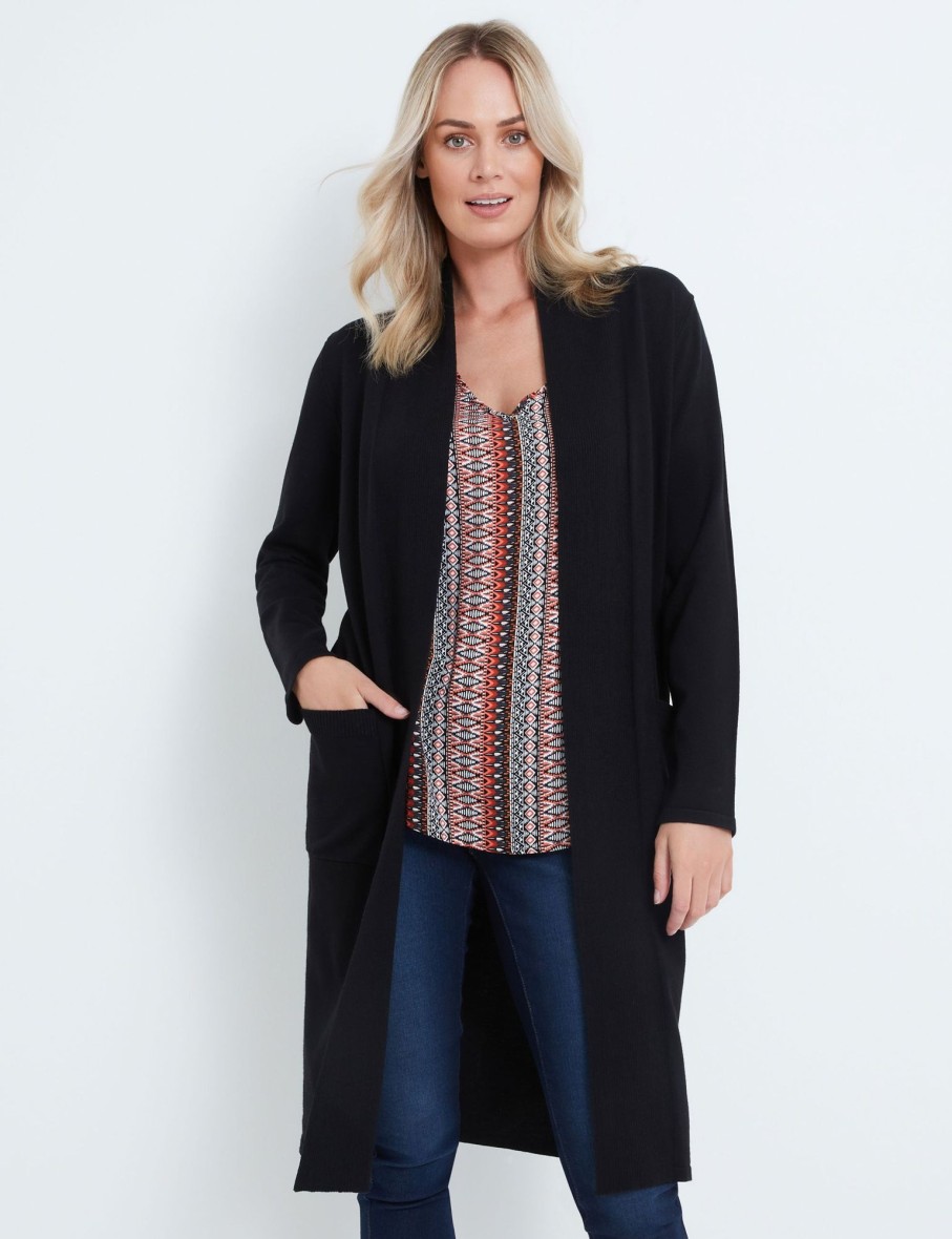 Knitwear Rivers | Rivers Longline Edge To Edge Cardigan