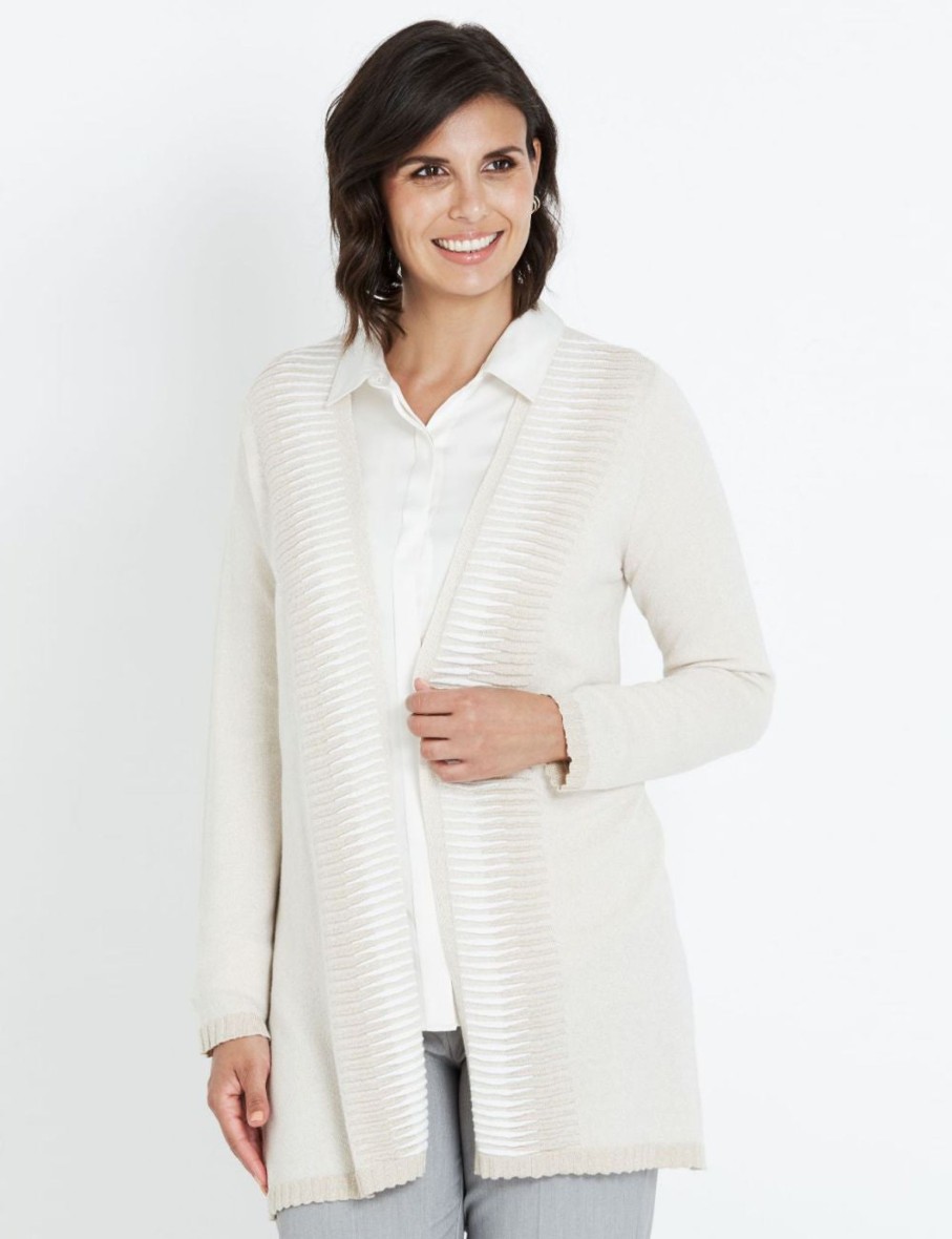 Knitwear LizJordan | Liz Jordan Long Sleeve Front Detail Longline Cardi