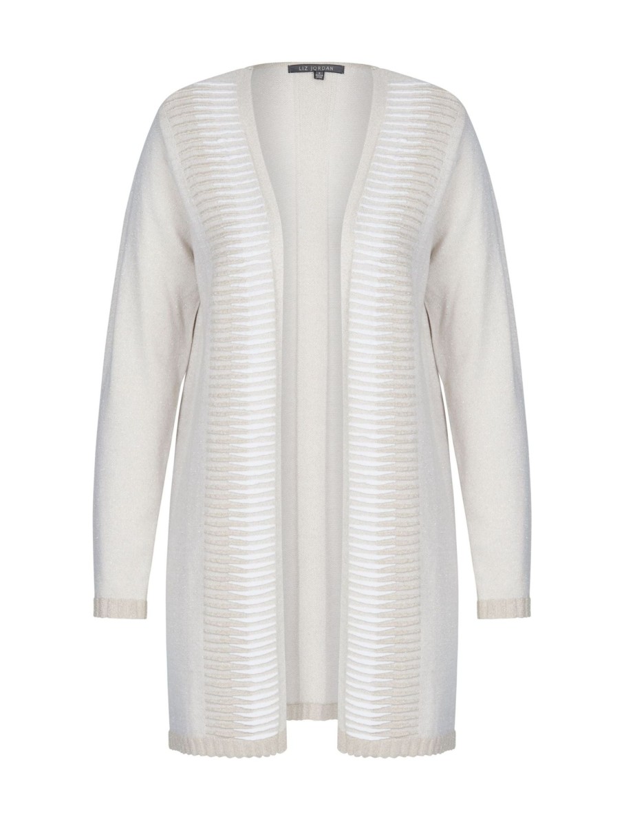 Knitwear LizJordan | Liz Jordan Long Sleeve Front Detail Longline Cardi