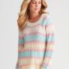 Knitwear Rockmans | Rockmans Long Sleeve Multi Knitwear Top