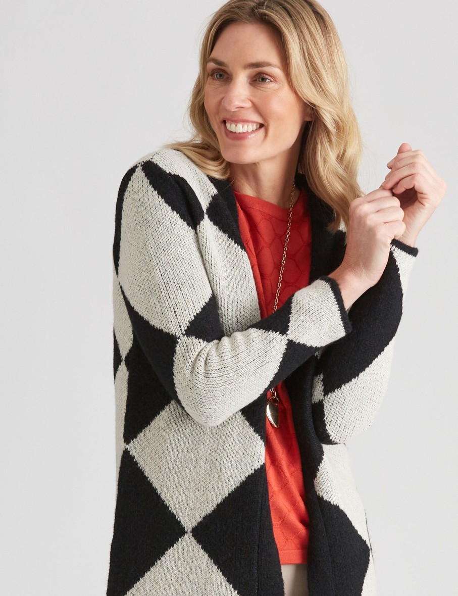 Knitwear NoniB | Noni B Fluffy Check Cardigan