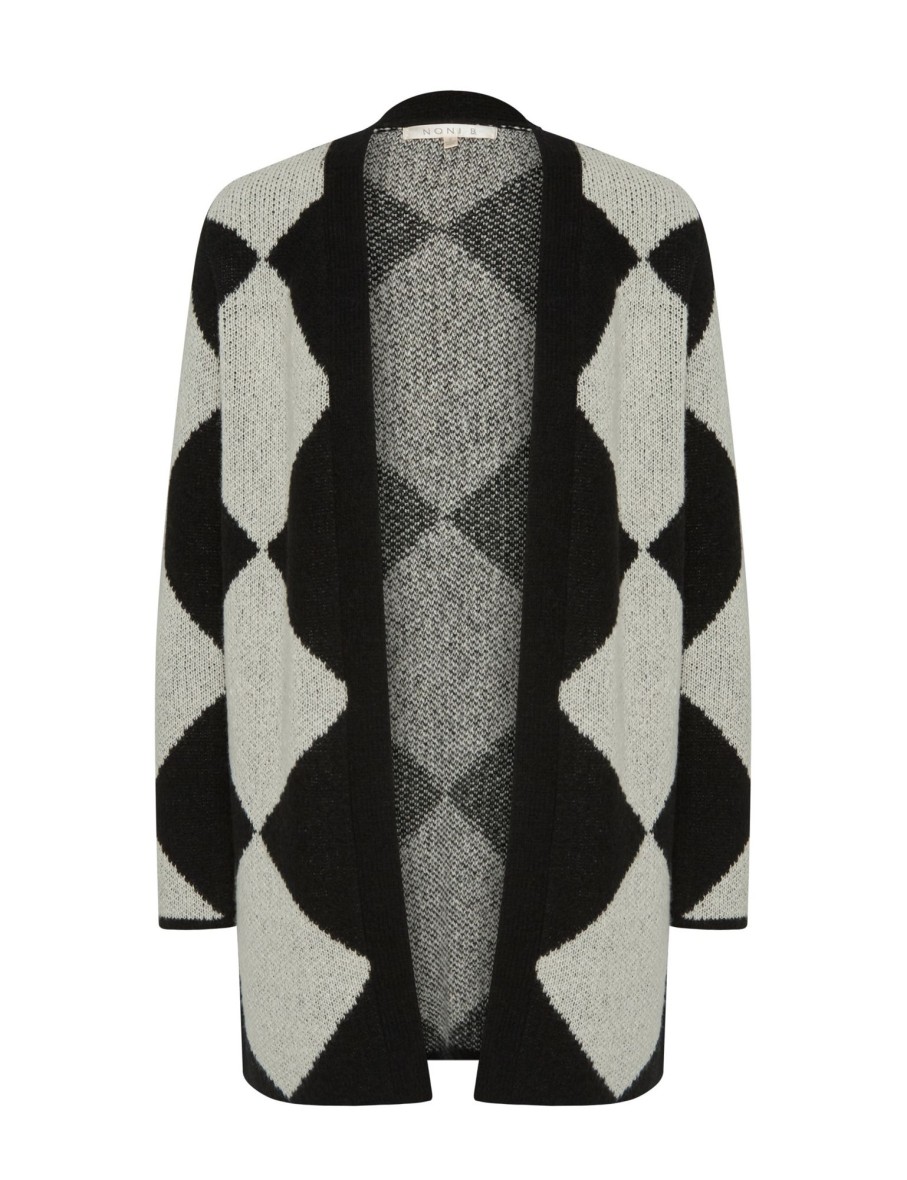 Knitwear NoniB | Noni B Fluffy Check Cardigan