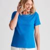 Tops NoniB | Noni B Round Neck Jewelled Rib Top