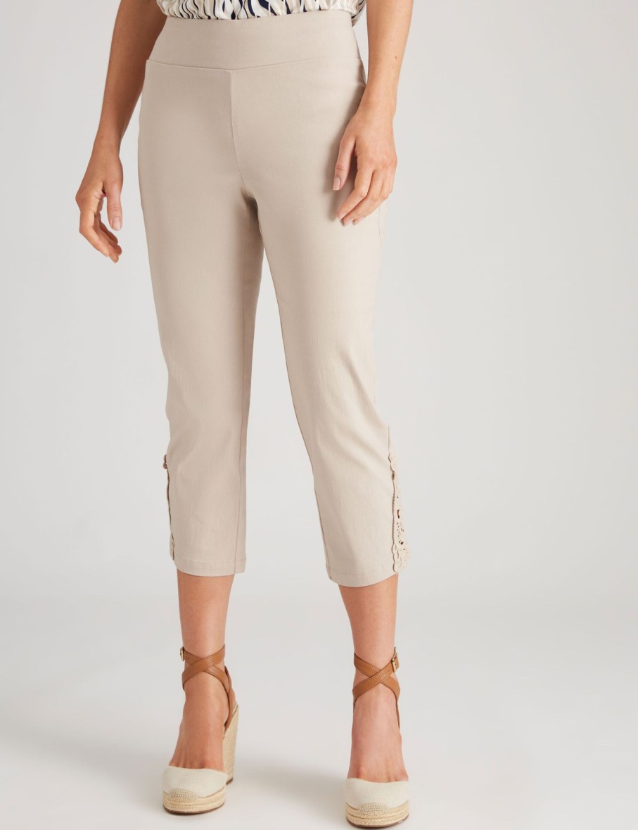 Bottoms Millers | Millers 7/Th Length Lace Trim Bengaline Pant