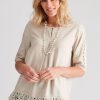 Tops NoniB | Noni B Lace Detail Linen Top