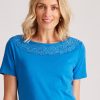 Tops NoniB | Noni B Round Neck Lace Rib Top