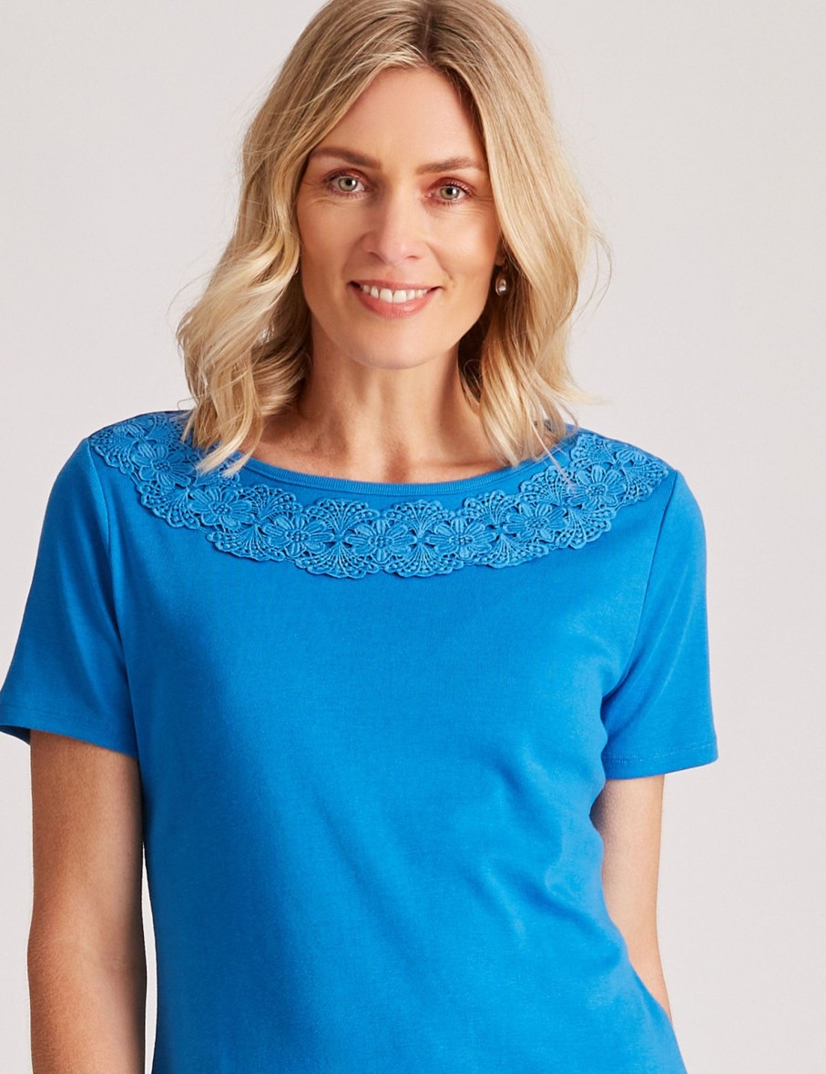 Tops NoniB | Noni B Round Neck Lace Rib Top