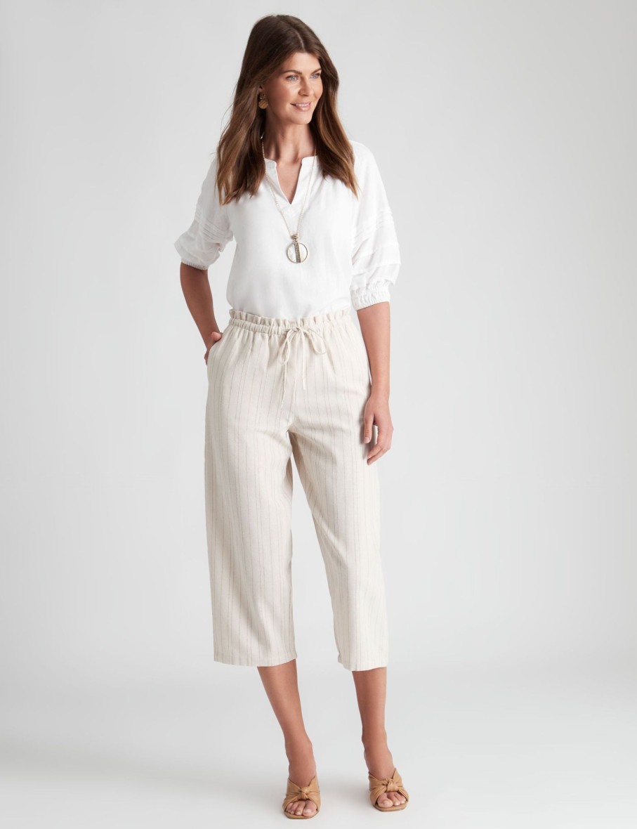 Bottoms WLane | W.Lane Linen Stripe Drawstring Pants