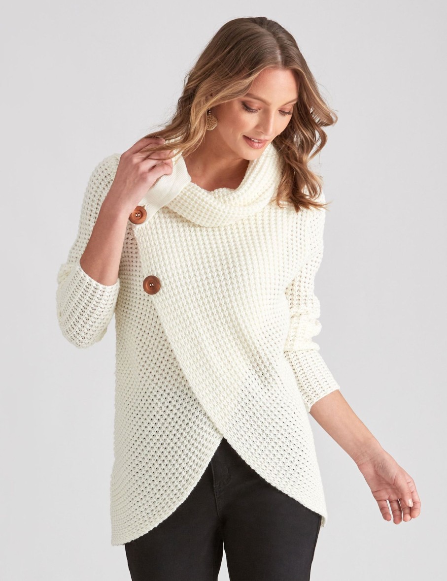 Knitwear LizJordan | Liz Jordan Wrap Button Jumper