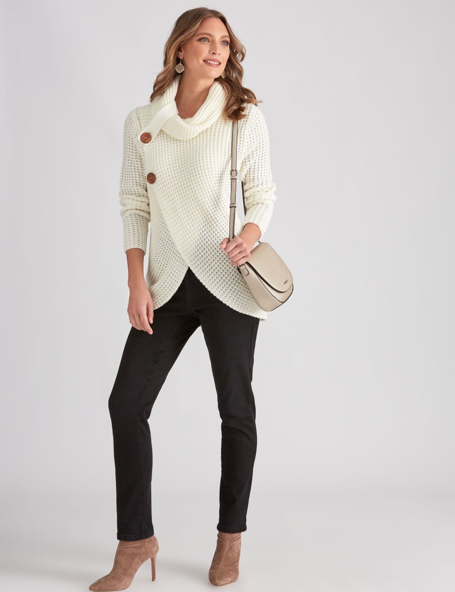 Knitwear LizJordan | Liz Jordan Wrap Button Jumper