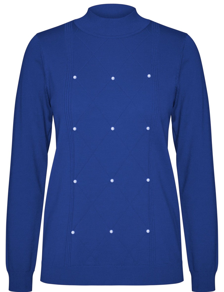 Knitwear NoniB | Noni B Mock Neck Diamond Pearl Jumper