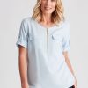 Tops NoniB | Noni B Linen Zip Front Top