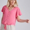 Tops NoniB | Noni B Flutter Sleeve Shirt