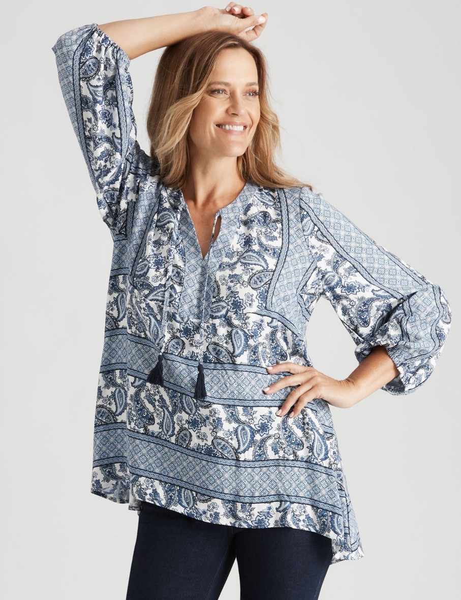 Tops Millers | Millers Long Sleeve Placement Peasant Blouse