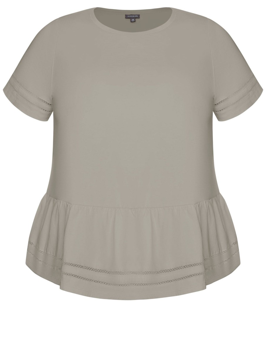 Tops Autograph | Autograph Knitwear Short Sleeve Embroidered Peplum Top