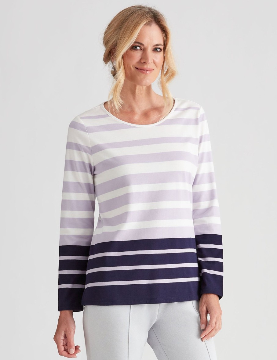 Tops NoniB | Stripe Printed Tee