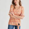 Tops Rockmans | Rockmans Elbow Flared Sleeve Knitwear Eyelet Trim Top